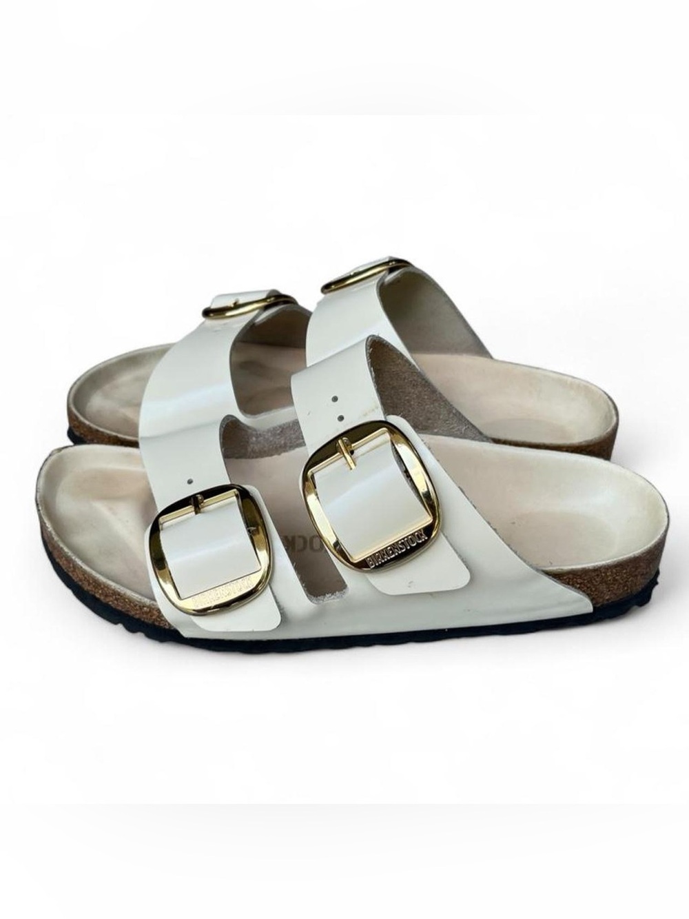 Birkenstock Arizona Big Buckle Leather Sandals White Gold EU 38 US 7-7.5 Narrow